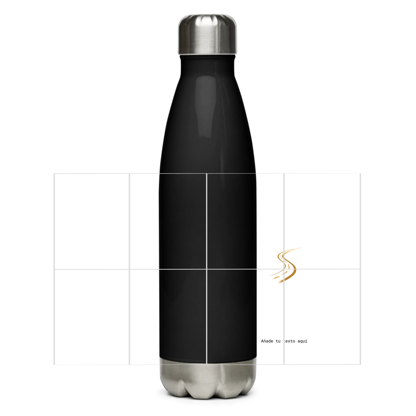 Botella negra delante