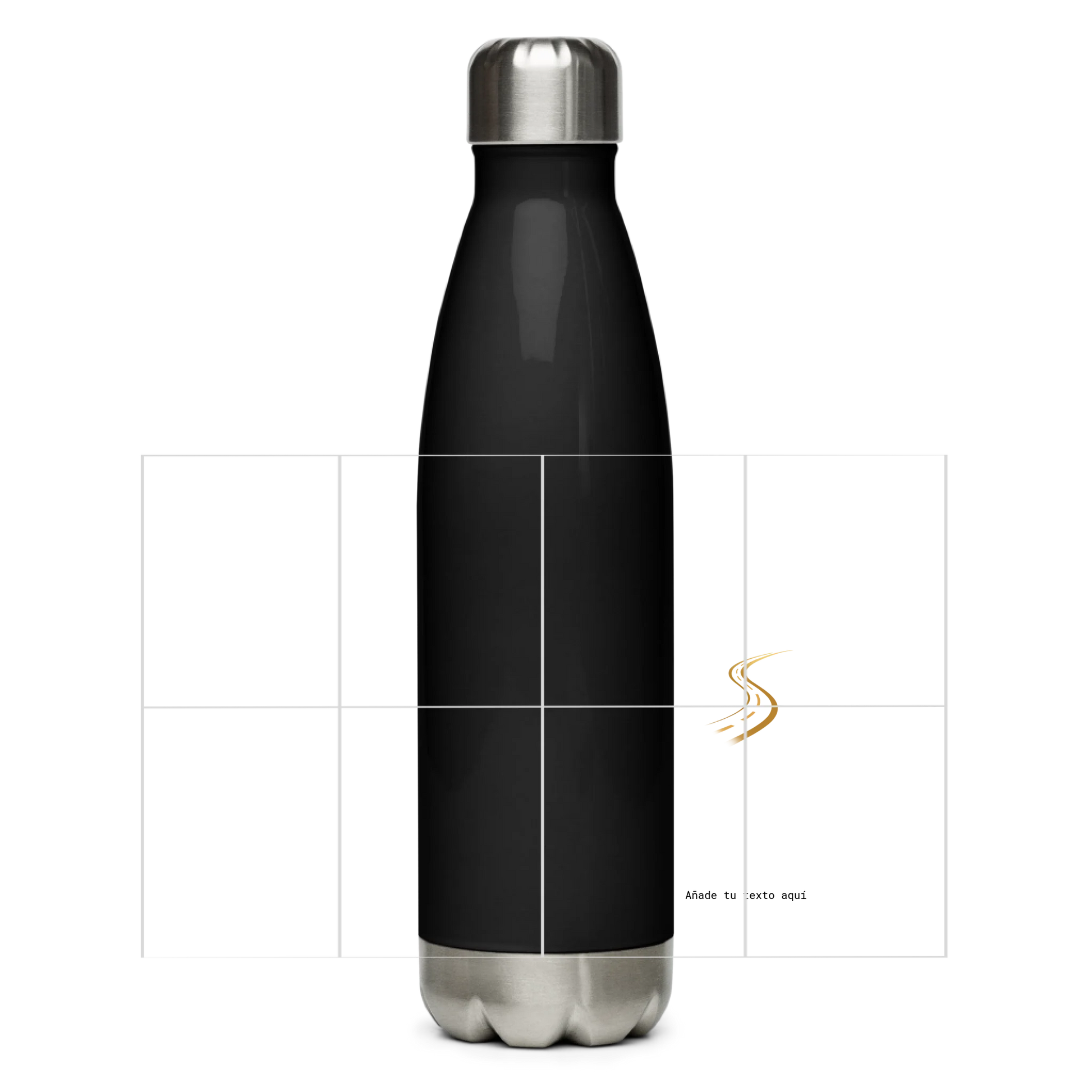 Botella negra delante